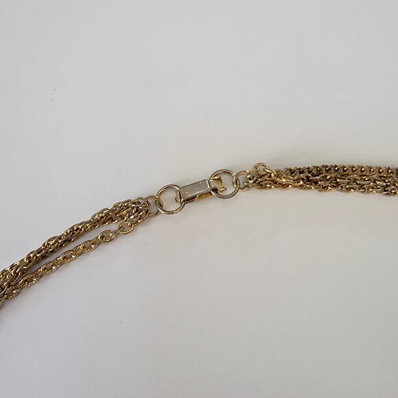 Vintage Long Gold Tone Chain Necklace With Filigree Beads And Textured Elegant - Picture 6 of 10